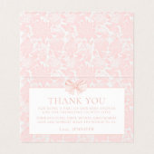 かわいいピンクの弓フローラベビーシャワーサンキューカード (内部フラット)