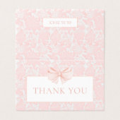 かわいいピンクの弓フローラベビーシャワーサンキューカード (外部フラット)