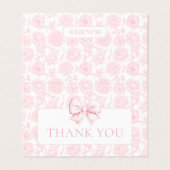 かわいいピンクの弓フローラベビーシャワーサンキューカード (外部フラット)