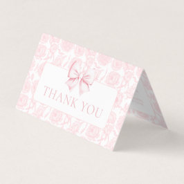 かわいいピンクの弓フローラベビーシャワーサンキューカード