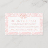 かわいいピンクの弓フローラ本の赤ちゃんガールシャワー エンクロージャーカード (正面)