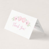 かわいいピンクの弓ベビーガールシャワーサンキューカード (正面)