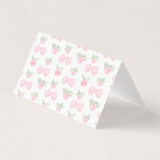 かわいいピンクの弓ベビーガールシャワーサンキューカード (裏面)