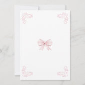 かわいいピンクの弓ベビーガールシャワー サンキューカード (裏面)