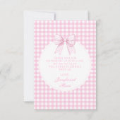 かわいいピンクの弓ベビーシャワー写真サンキューカード サンキューカード (裏面)