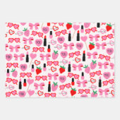 かわいいピンクの弓ラッピング紙 ラッピングペーパーシート (正面3)