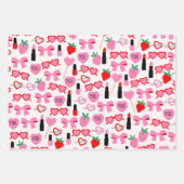 かわいいピンクの弓ラッピング紙 ラッピングペーパーシート (正面2)
