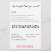 かわいいピンクの弓 グレーと白のブレイダー ヘアスタイリング チラシ (裏面)