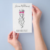 かわいいピンクの弓 グレーと白のブレイダー ヘアスタイリング チラシ (ハンドル)