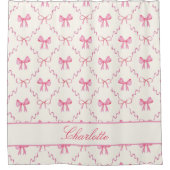 かわいいピンクの弓 シャワーカーテン (正面)