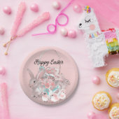 かわいいピンクの復活祭の誕生日パーティー卵狩り ペーパープレート (パーティー)