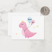 かわいいピンクの恐竜ありがとう ノートカード (正面/裏面インサイチュ)