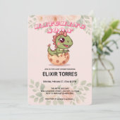 かわいいピンクの恐竜がもうすぐ生まれる 招待状 (スタンド正面)