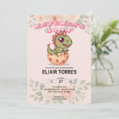 かわいいピンクの恐竜がもうすぐ生まれる 招待状 (スタンド正面)