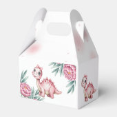 かわいいピンクの恐竜と牡丹の赤ちゃんシャワー フェイバーボックス (裏面サイド)