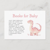 かわいいピンクの恐竜の女の子の赤ちゃんシャワーの本 エンクロージャーカード (正面)
