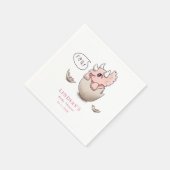 かわいいピンクの恐竜の女の子の赤ちゃんシャワー轟音 スタンダードカクテルナプキン (角)