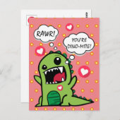 かわいいピンクの恐竜ディノミートキッズこんにちは ポストカード (正面/裏面)