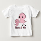 かわいいピンクの恐竜ベビーTシャツ「ママと私」 ベビーTシャツ (正面)