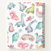 かわいいピンクの恐竜モノグラムスケッチブックノート ノートブック (裏面)