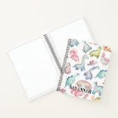 かわいいピンクの恐竜モノグラムスケッチブックノート ノートブック (内部)