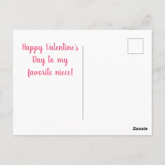 かわいいピンクの恐竜少女、バレンタインデイ・ディノマイト ポストカード (裏面)