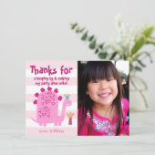 かわいいピンクの恐竜 キュート ファン ガール 誕生日 サンキューカード (スタンド正面)