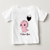 かわいいピンクの恐竜 ベビーTシャツ (正面)