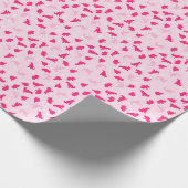 かわいいピンクの恐竜 ラッピングペーパー (角)