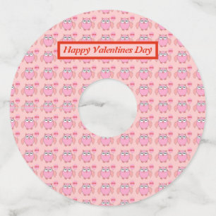 かわいいピンクの愛あなたフクロウパーソナライズされた ワイングラスタグ