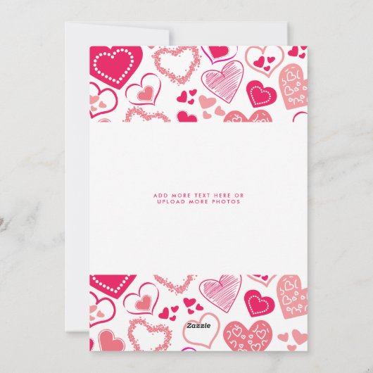 かわいいピンクの愛ハートフォトバレンタインデー シーズンカード (裏面)