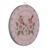 かわいいピンクの愛鳥と花のバラ ダーツボード (正面左)