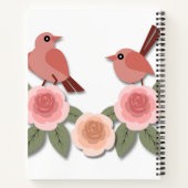 かわいいピンクの愛鳥と花のバラ ノートブック (裏面)