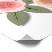 かわいいピンクの愛鳥と花のバラ ポスター (角)