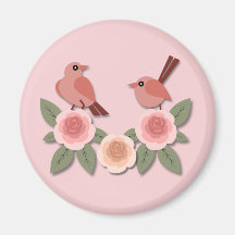 かわいいピンクの愛鳥と花のバラ