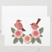 かわいいピンクの愛鳥と花のバラ 便箋 (正面/裏面)