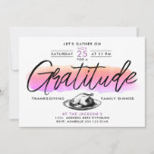 かわいいピンクの感謝祭のディナー水彩  招待状 (正面)