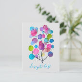 かわいいピンクの抽象芸術アートツリー ポストカード (スタンド正面)