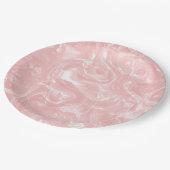 かわいいピンクの抽象芸術フェイク大理石パターン ペーパープレート (アングル)