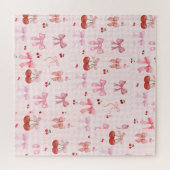 かわいいピンクの挑戦的コケットパズル ジグソーパズル (横)