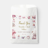 かわいいピンクの明るい赤ちゃんシャワーフローラデザイン フェイバーバッグ (正面)