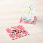 かわいいピンクの星型 スクエアペーパーコースター (インサイチュ)