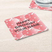 かわいいピンクの星型 スクエアペーパーコースター (アングル)