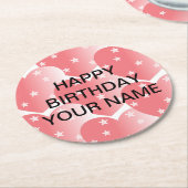 かわいいピンクの星型 ラウンドペーパーコースター (アングル)