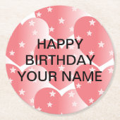 かわいいピンクの星型 ラウンドペーパーコースター (正面)