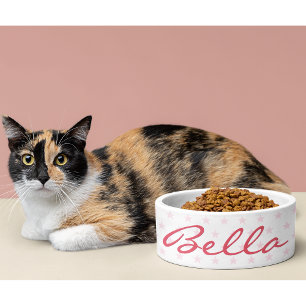 かわいいピンクの星猫子猫子猫の子犬の名前フード ボウル