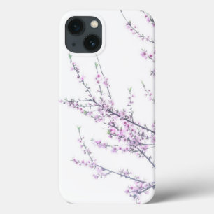かわいいピンクの春の枝と花のスマートフォンケース iPhone 13ケース