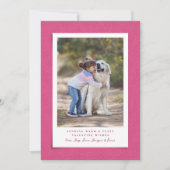 かわいいピンクの暖かいファジーなバレンタインデーのペットの写真 シーズンカード (正面)