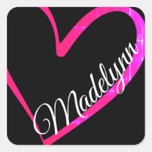 かわいいピンクの書道ハートオンブラック名前をカスタムする