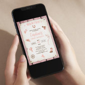 かわいいピンクの最初のロデオ赤ちゃん女の子1st誕生日 招待状